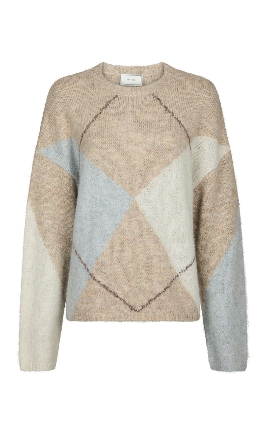 Neo Noir Genser - Inga Check - Beige Melange