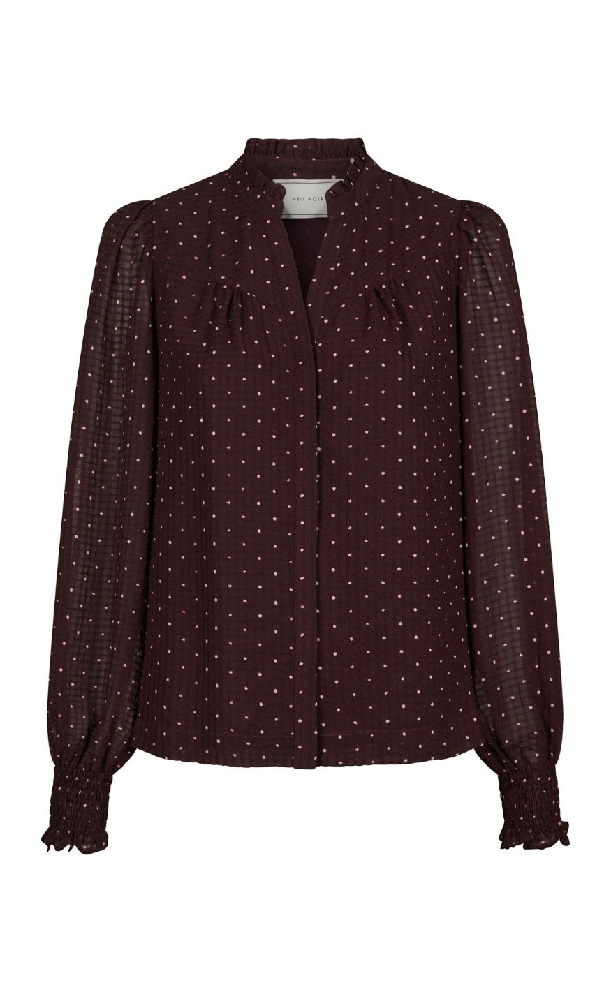 Neo Noir Bluse - Astrida Dotted - Burgundy