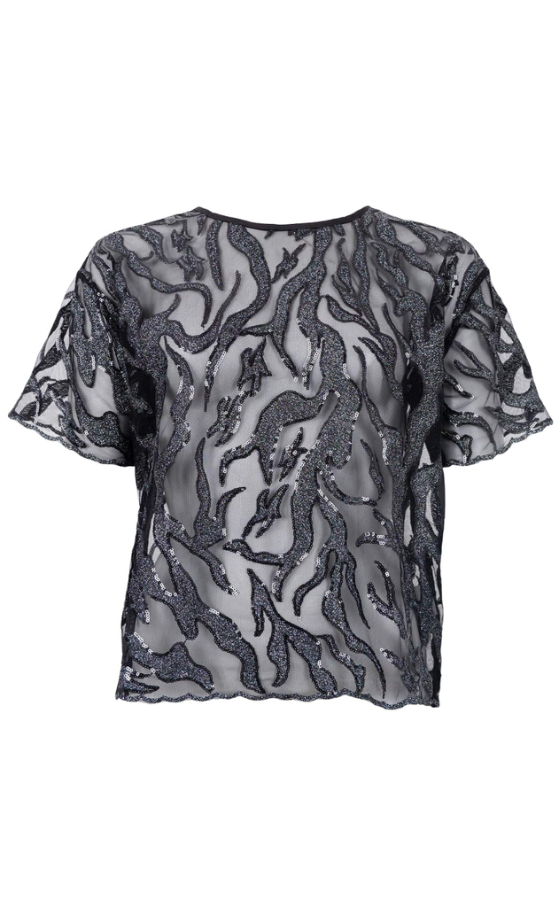 Black Colour Bluse - Maggie - Black Silver