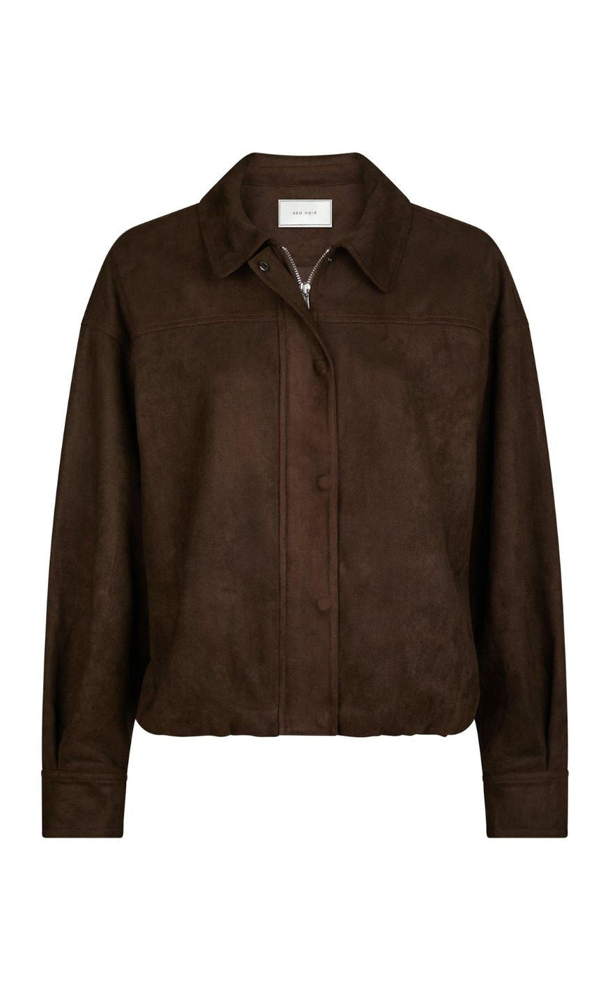 Neo Noir Jakke - Rubby Faux Suede - Dark Brown