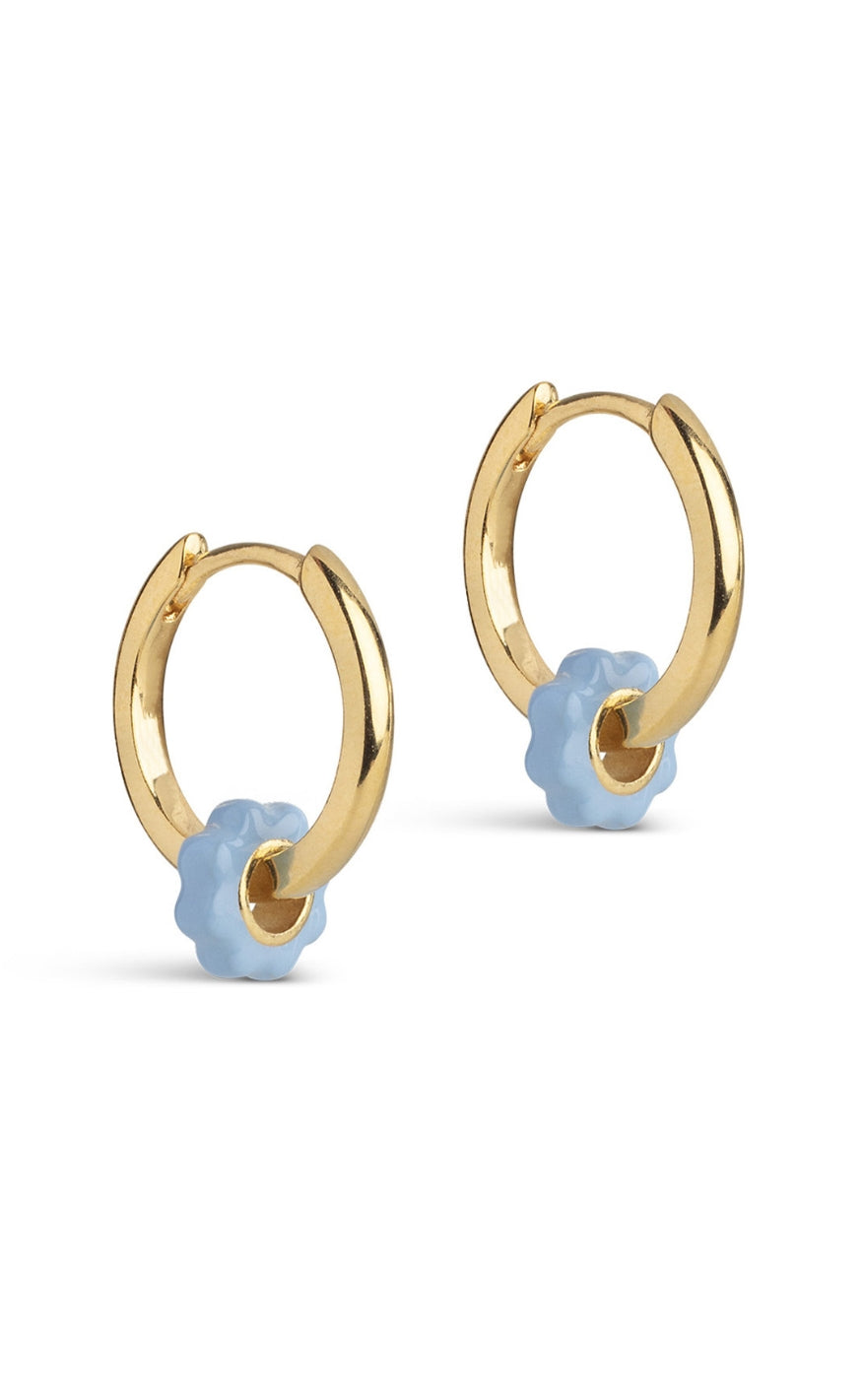 ENAMEL Copenhagen Øreringer - Tokens Flower Hoops - Steel Blue