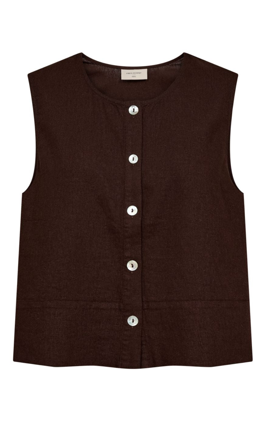 Freequent Topp - Lava Vest - Coffee Bean