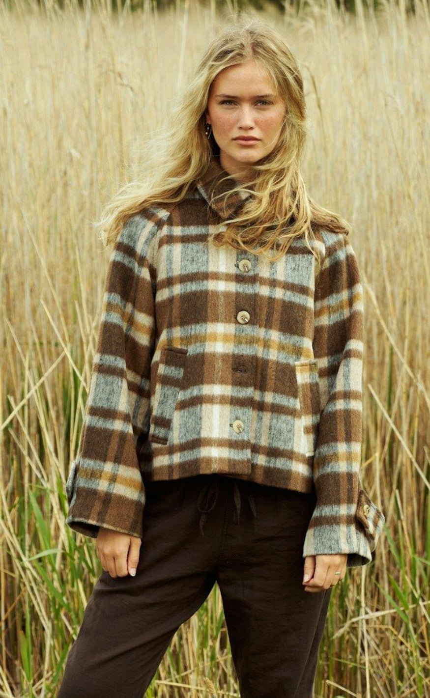 Neo Noir Jakke - Quinn Check - Camel