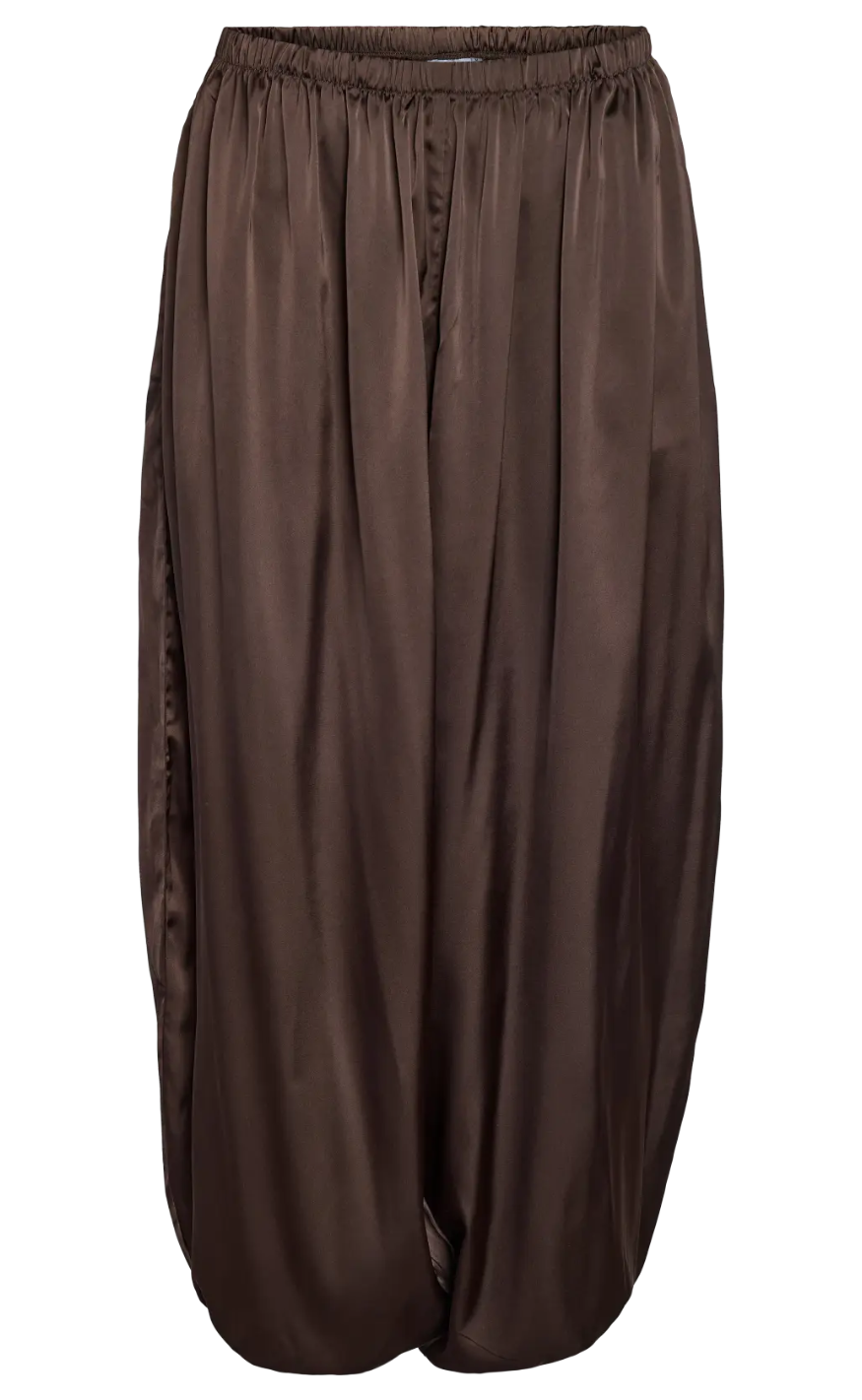 Noisy May Bukser - Louise Satin Balloon - Chocolate Brown