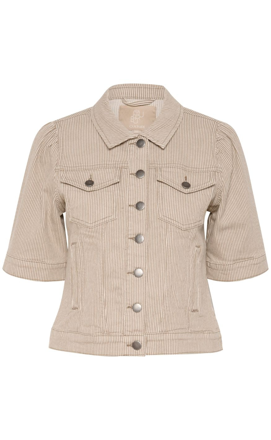 Culture Jakke - Milky - Dune/White Stripe