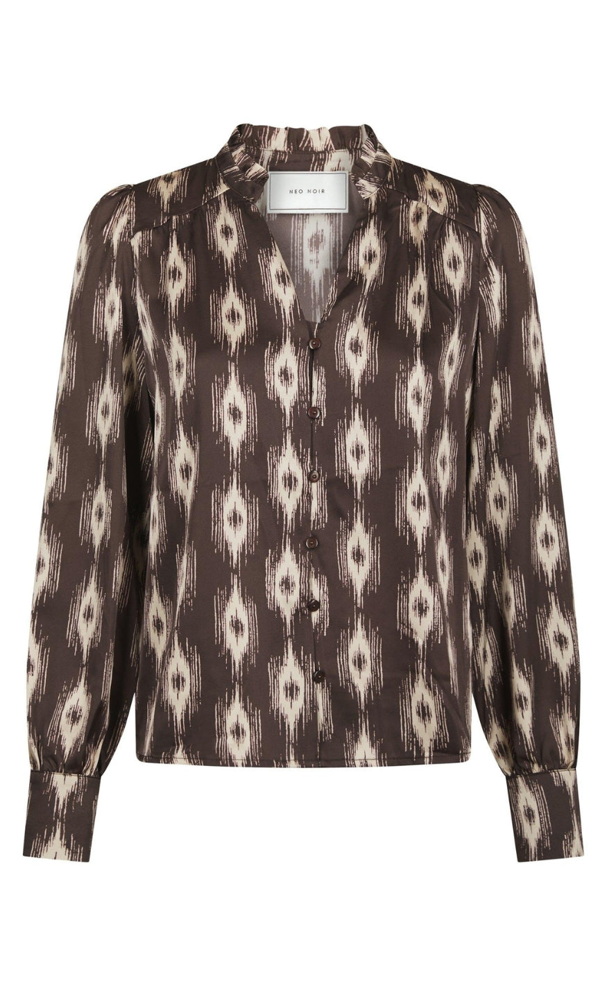 Neo Noir Bluse - Massima Ikat - Dark Brown