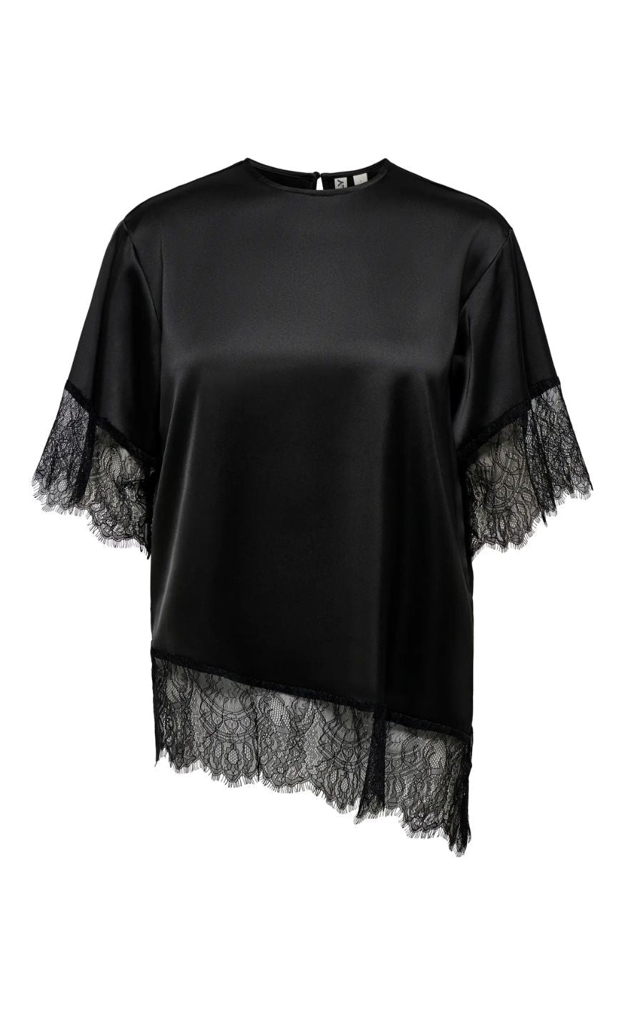 ONLY T-shirt - Indona Satin - Black