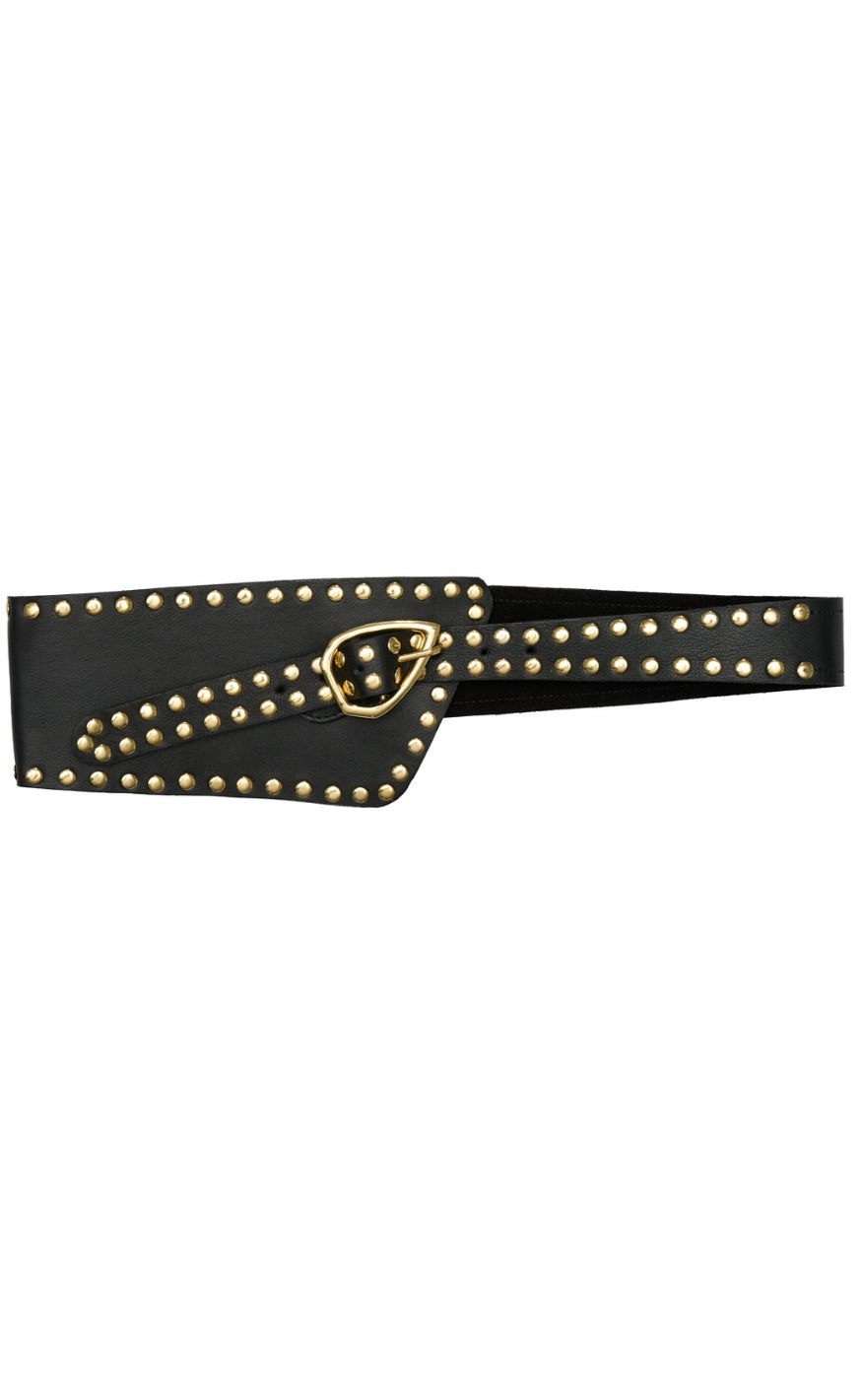 Tim & Simonsen Belte - Elle Wide Stud - Black/Gold