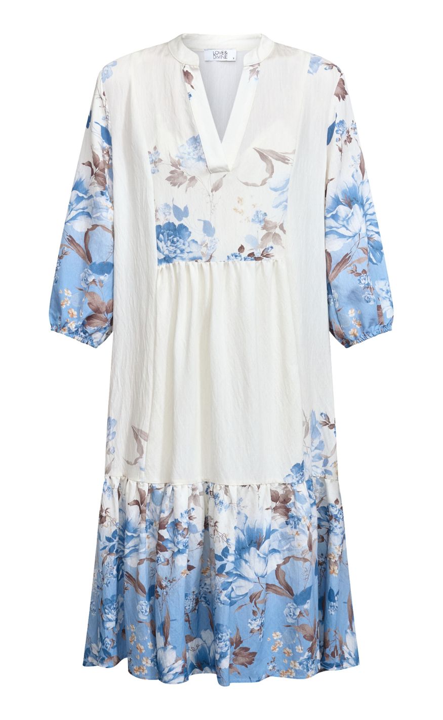 Love & Divine Kjole - Love958-10 - Blue/Brown Flower