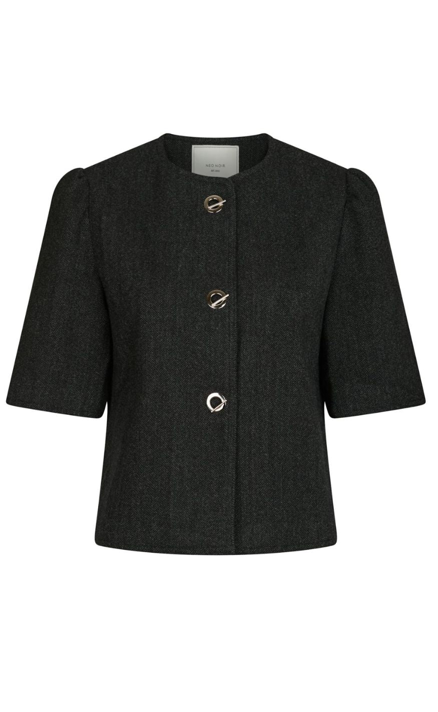 Neo Noir Blazer - Xanthe Herringbone - Dark Grey