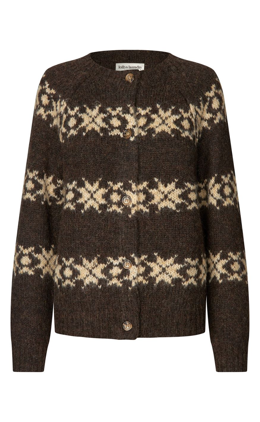 Lollys Laundry Cardigan - Padova - Dark Mokka