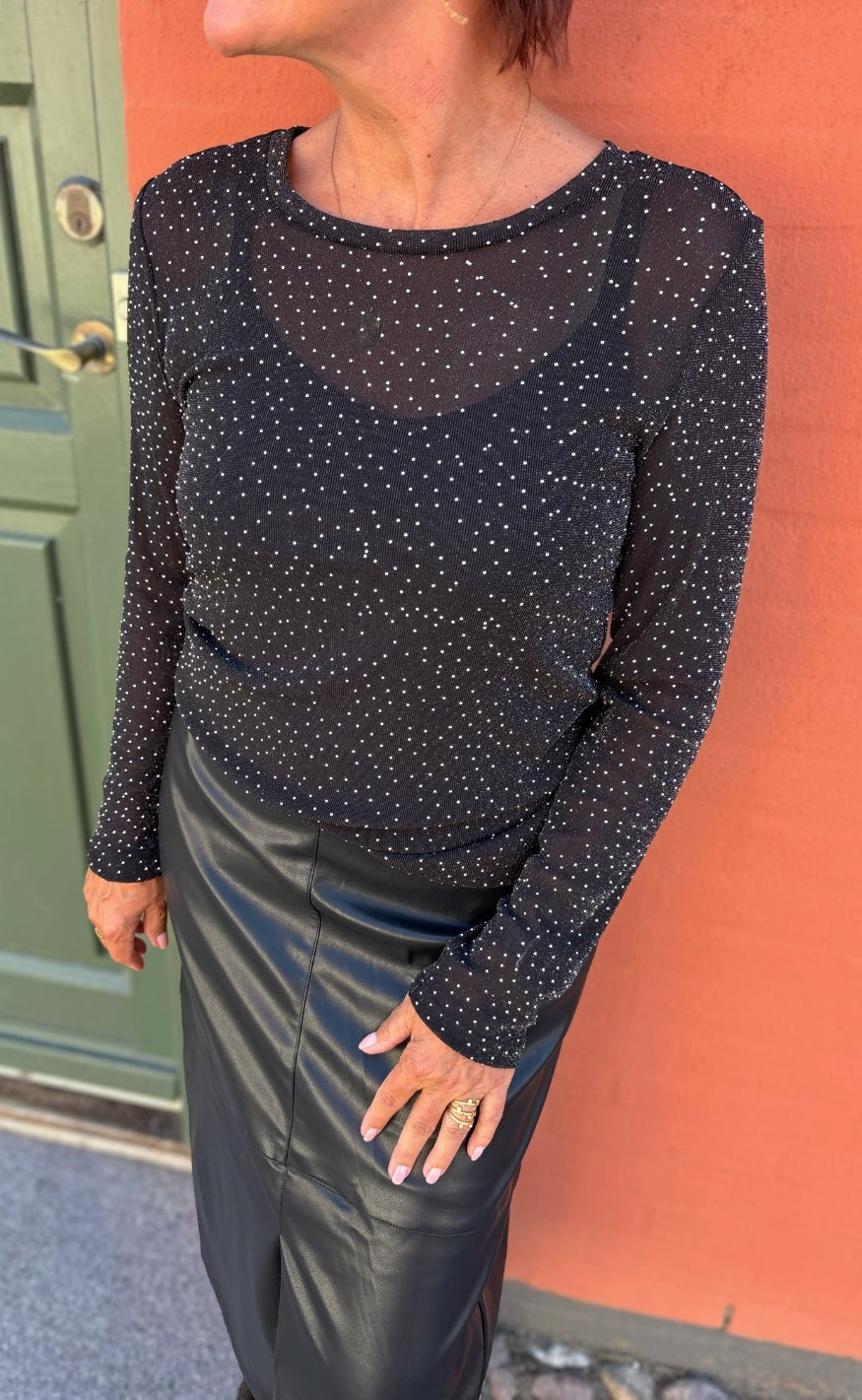 Say INA Copenhagen Bluse - Sophia Mesh - Black W. Glitter Stones