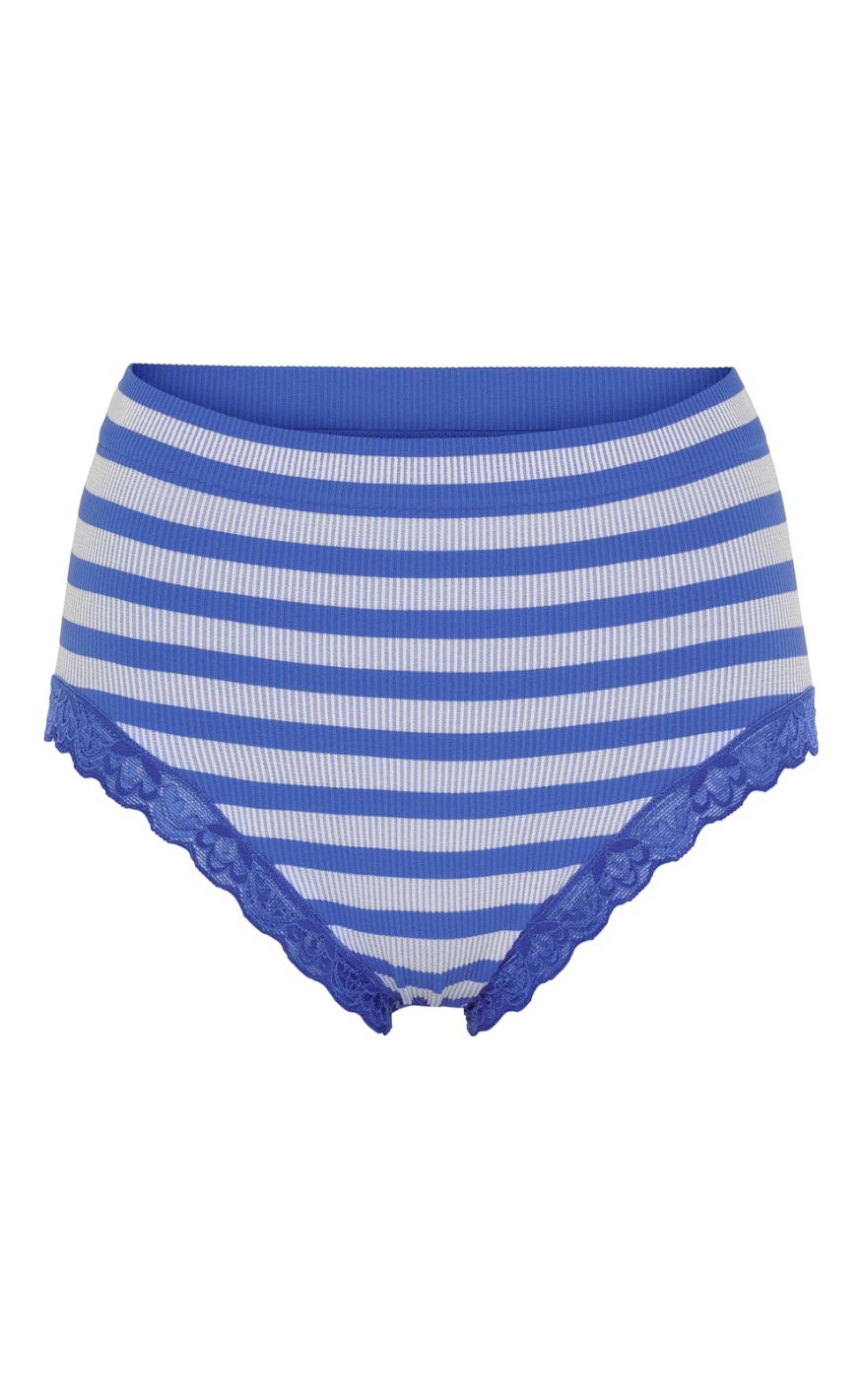 Tim & Simonsen Truse - Isa Stripe Rib Midi Lace - Alaska/Bianco