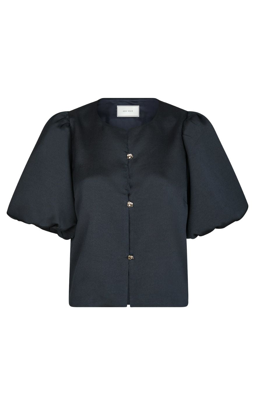 Neo Noir Bluse - Aisa Dull Satin - Navy