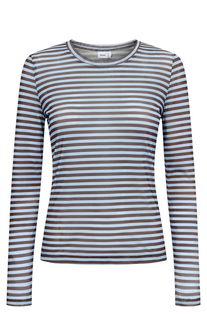 Nümph Bluse - Sine Striped Mesh - Floaty Blue