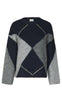 Neo Noir Strikkegenser - Inga Check Fluff Knit - Navy