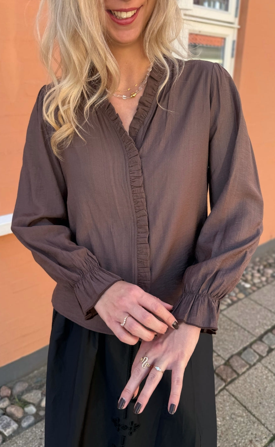 Say INA Copenhagen Bluse - Catja Button - Brown Viscose