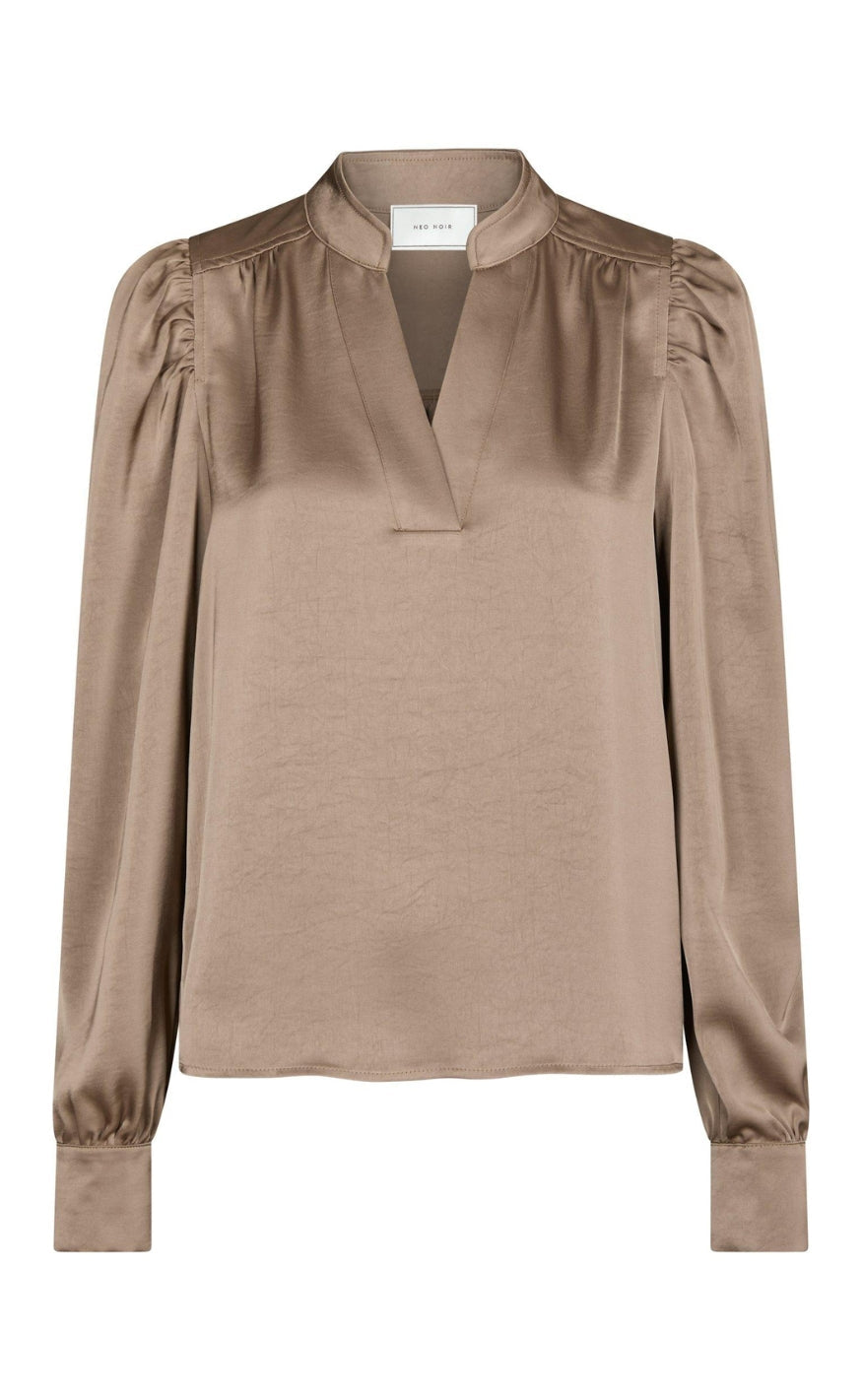 Neo Noir Bluse - Rosslyn Heavy Sateen - Dark Taupe