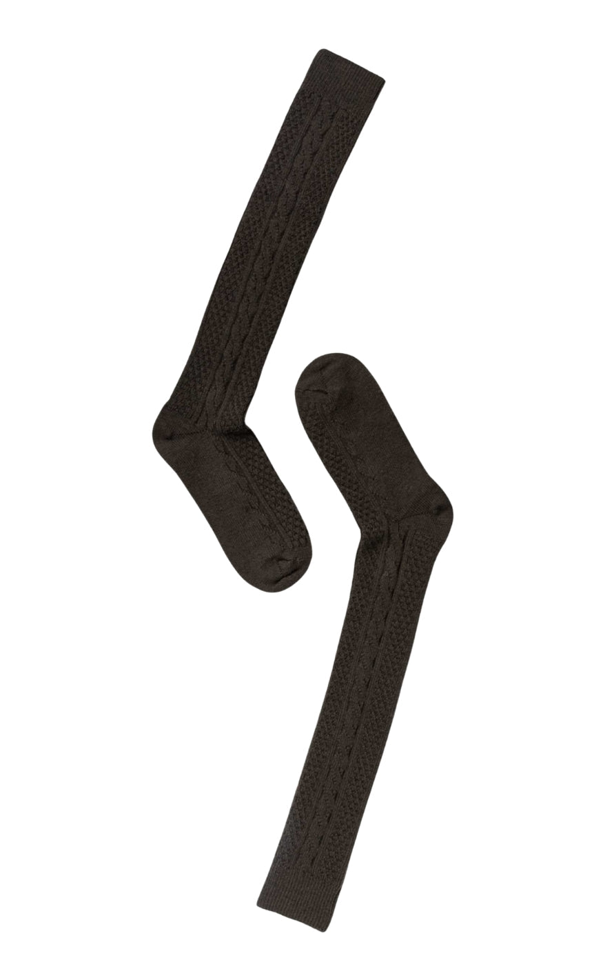 Oroblu Knæstrømper - Wool Cable W - Dark Brown