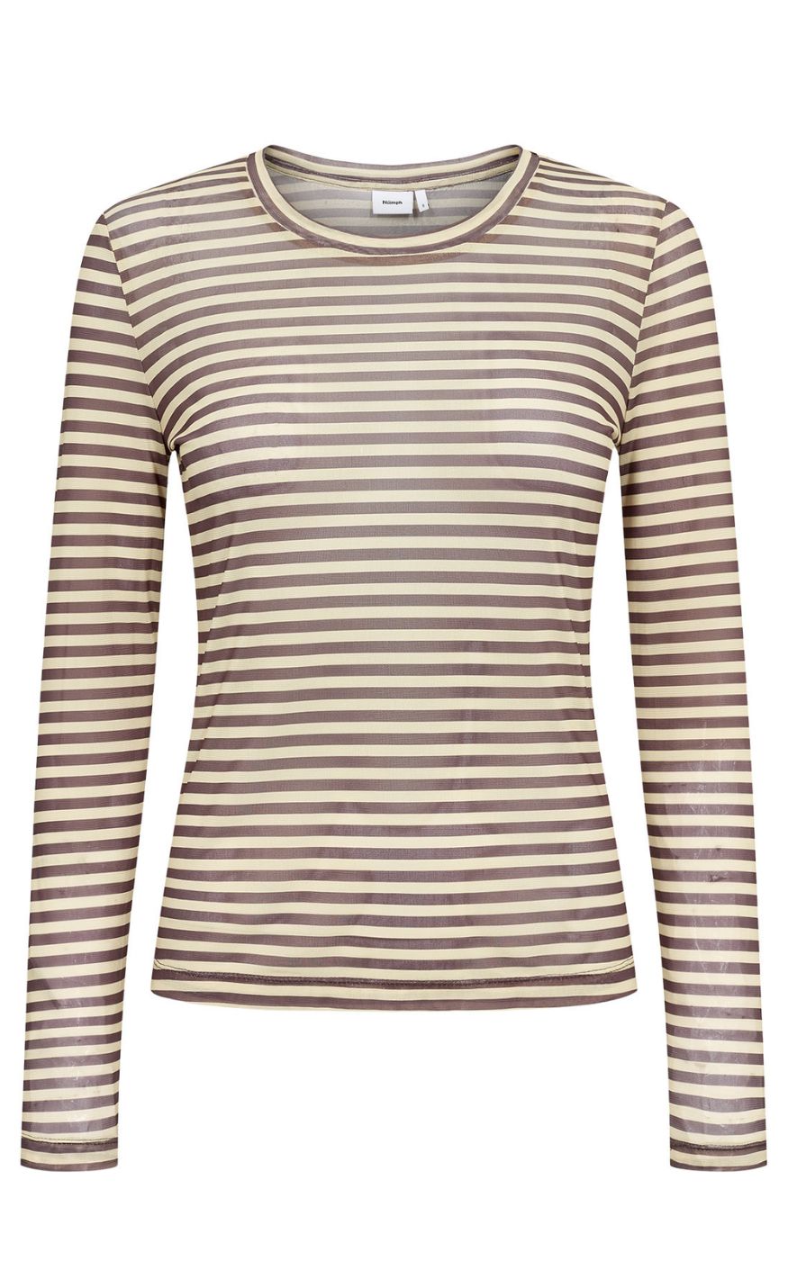 Nümph Bluse - Sine Striped Mesh - Sahara Sun