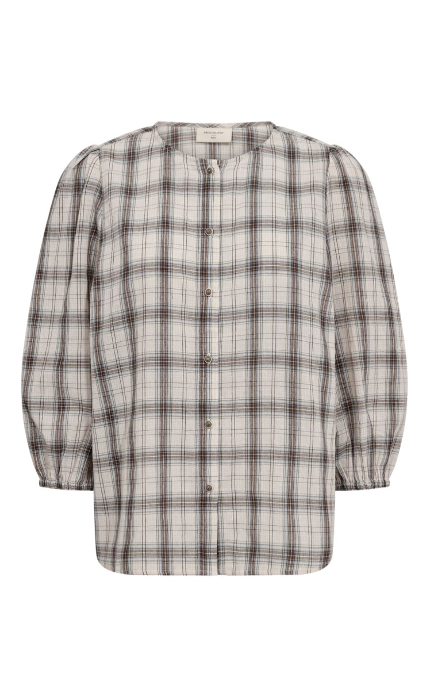 Freequent Bluse - Nerissa - Moonbeam w. Chambray Blue