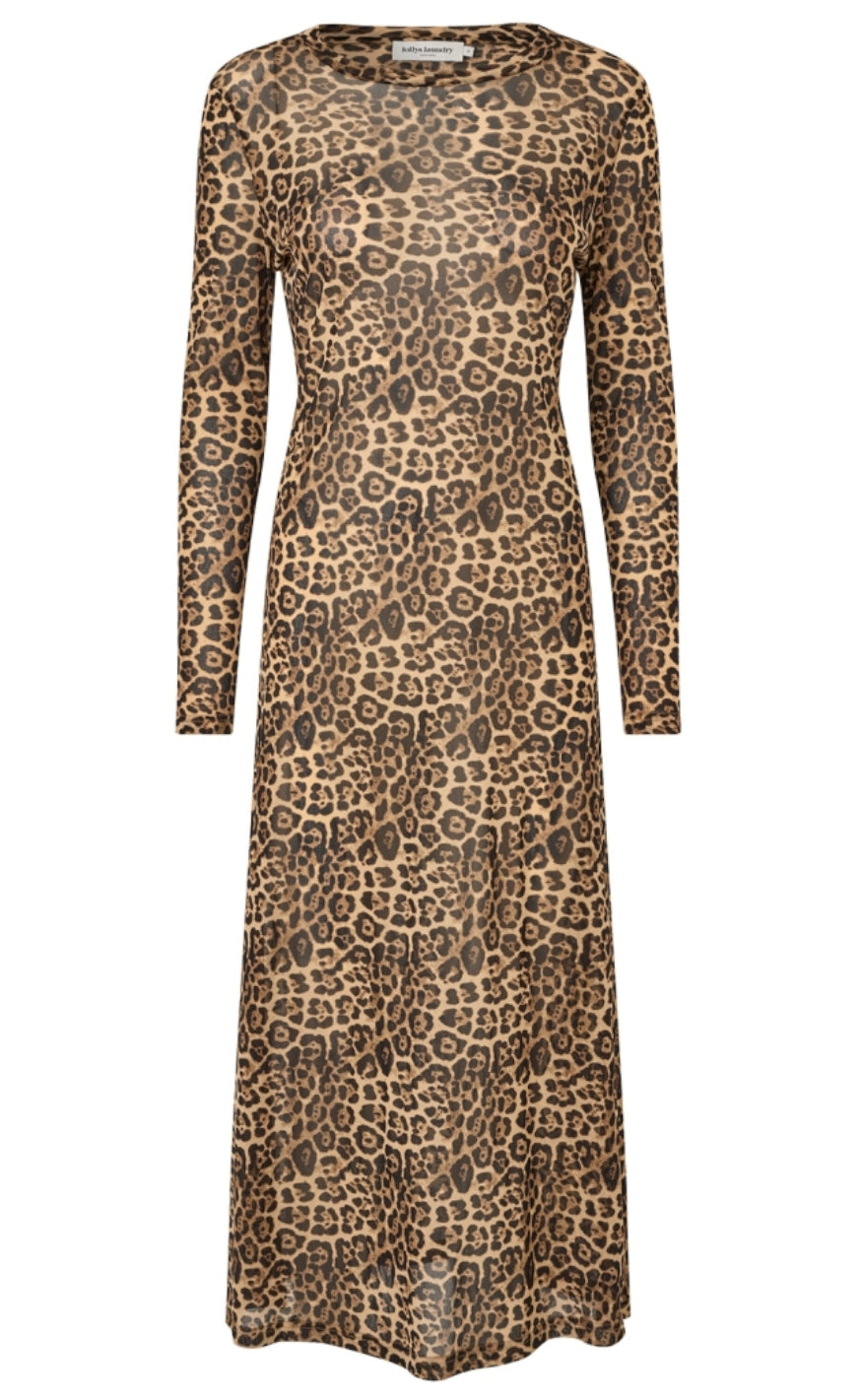 Lollys Laundry Kjole - Logan Maxi LS - Leopard Print