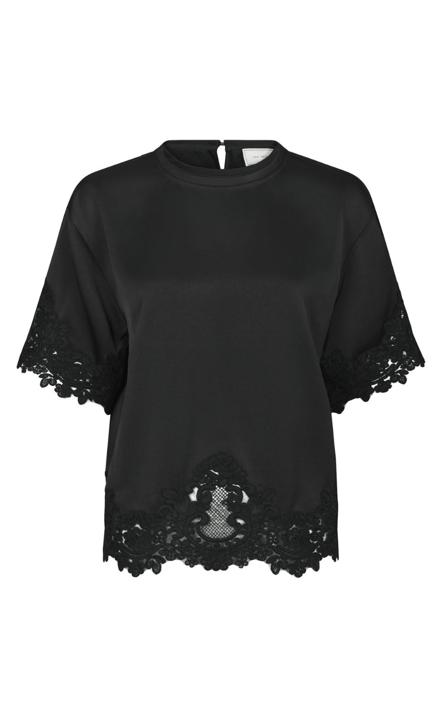 Neo Noir Topp - Elle Heavy Sateen Lace - Black