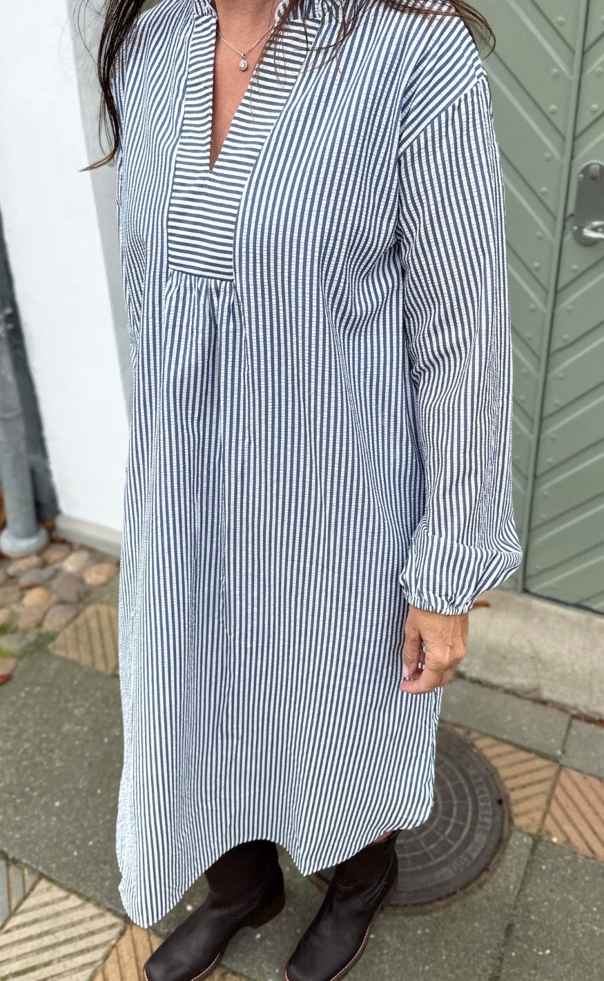 Say INA Copenhagen Kjole - Winnie New LS - Navy Blue Striped