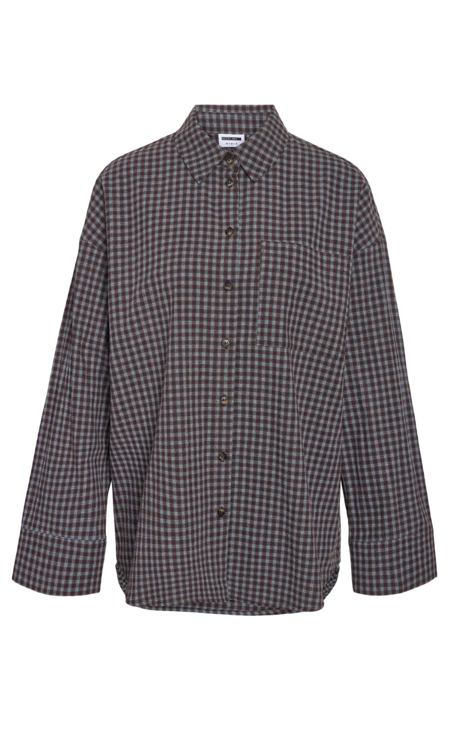 Noisy May Skjorte - Hailey Zoe -Chocolate Brown / Blue Checks