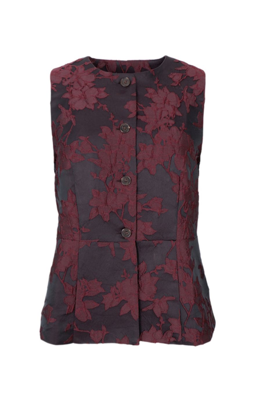 Black Colour Vest - Vienna - Wine