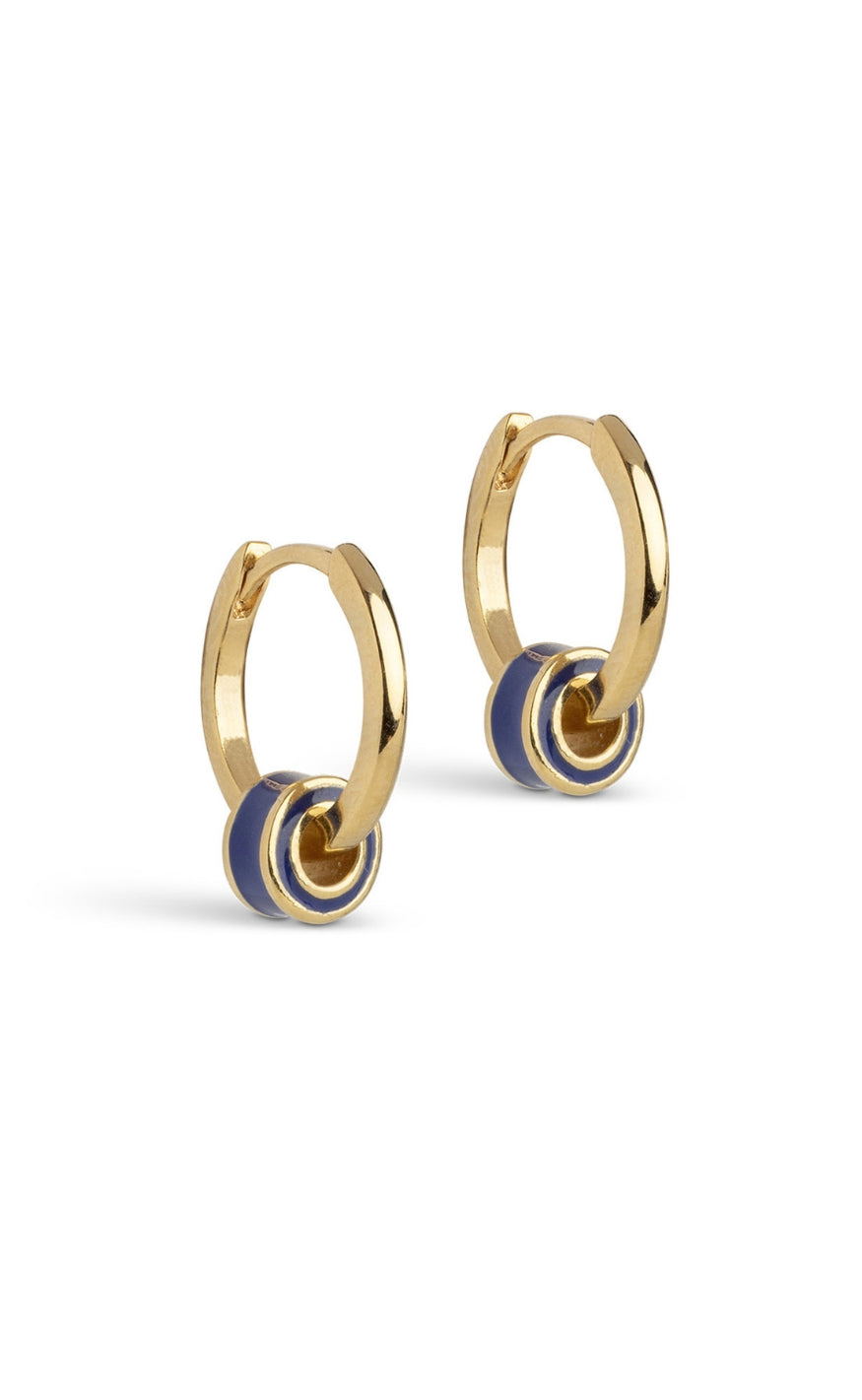 ENAMEL Copenhagen Øreringer - Tokens Circle Hoops - Navy Blue