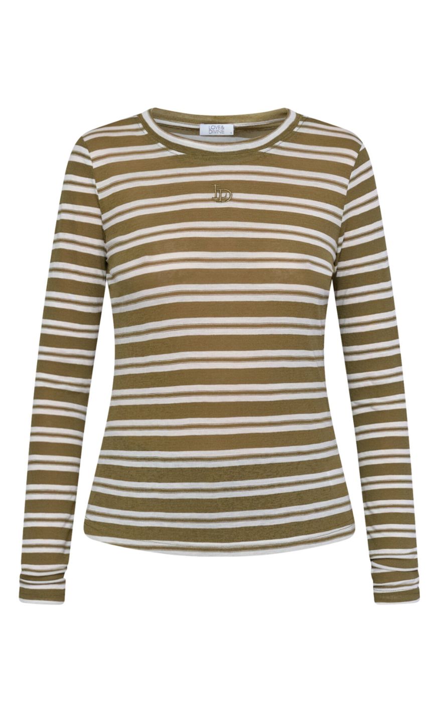 Love & Divine T-shirt - Love1625 - Olive Stripes