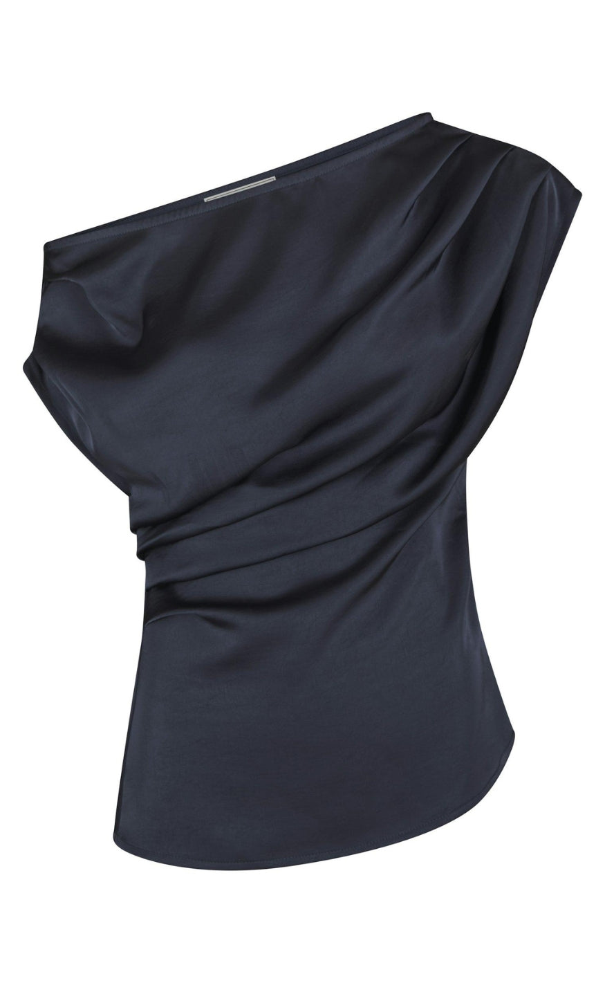 Neo Noir Topp - Mabelle Heavy Sateen - Midnight Blue