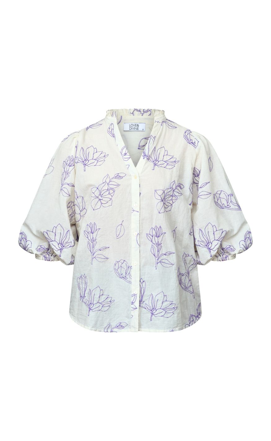 Love & Divine Skjorte - Love1448-1 - Cream Flower