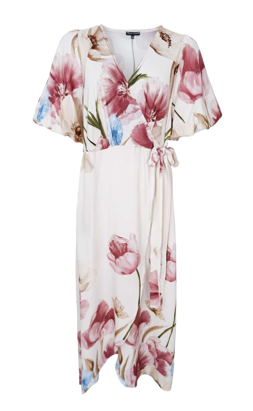 Black Colour Kjole - Bell Wrap - Creme