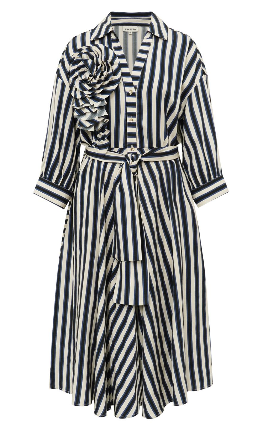 Gossia Kjole - Piper - Navy Creme Stripes