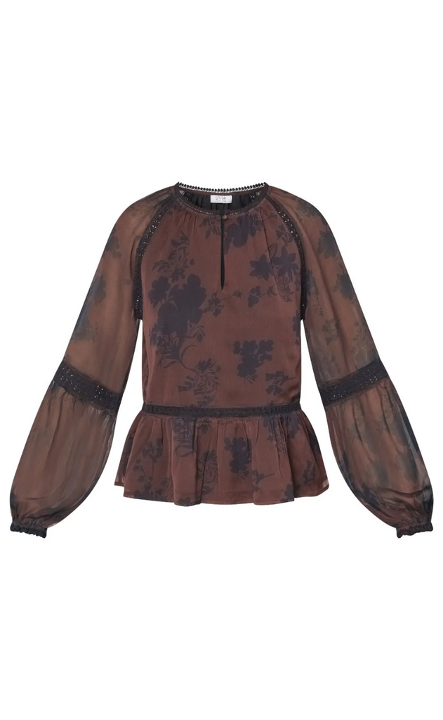 Love & Divine Bluse - Love1407 - Bordeaux/Flower