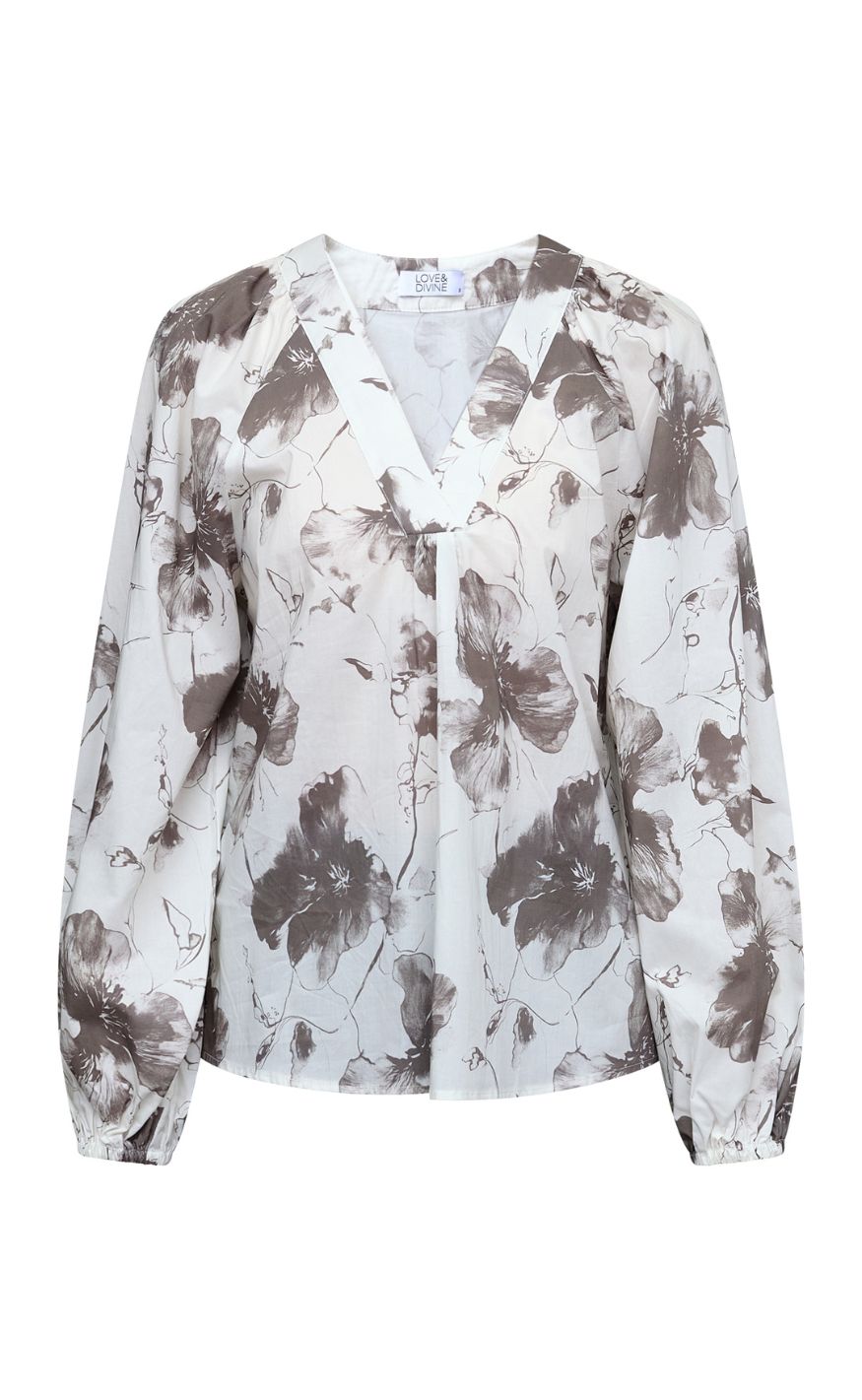 Love & Divine Bluse - Love1528 - Brown Flower