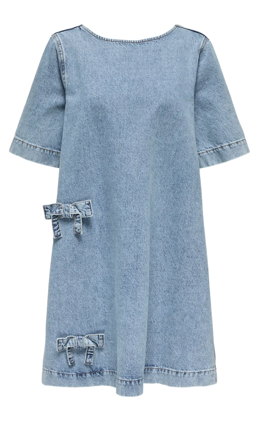 ONLY Kjole - Gigi Bow - Light Blue Denim