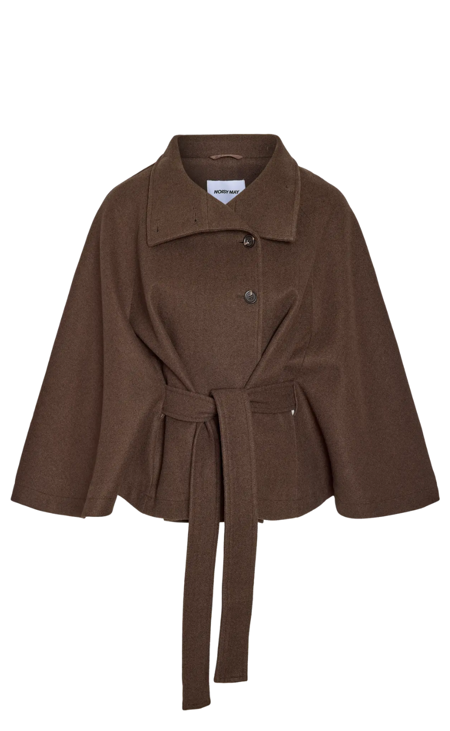 Noisy May Jakke - Lucy Cape - Chocolate Brown Melange
