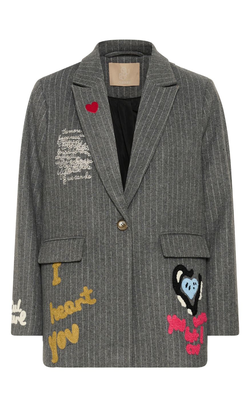 Culture Blazer - Kayla - Grey Pinstripe