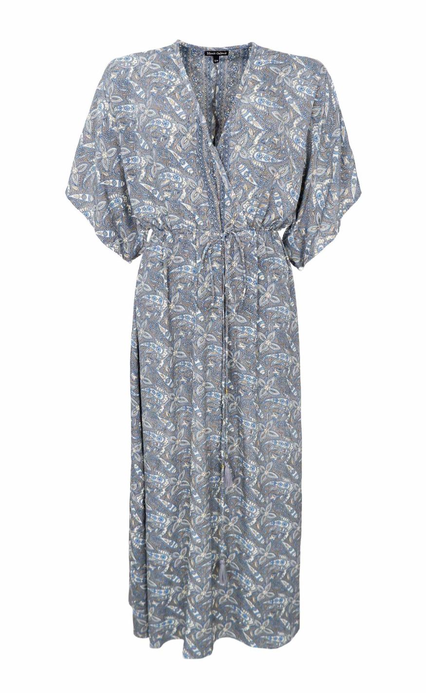 Black Colour Kjole - Luna Long V-neck - Glory Blue