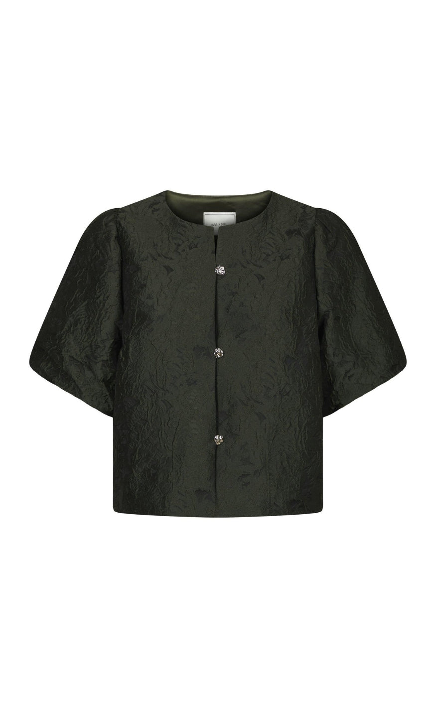 Neo Noir Bluse - Aisa Brocade - Dark Green