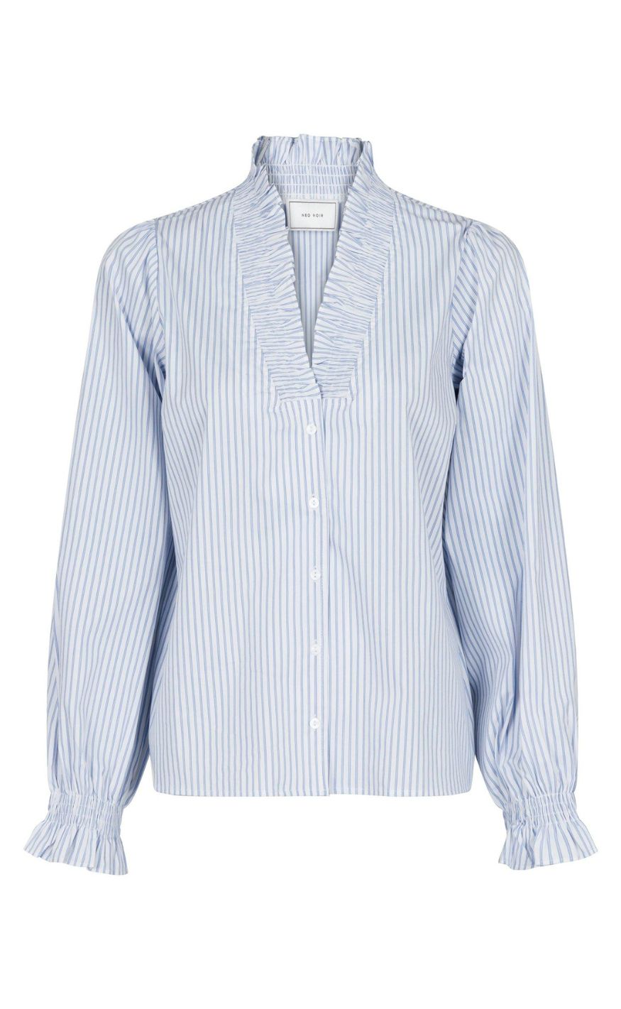Neo Noir Skjorte - Brielle Stripe - White/Light Blue