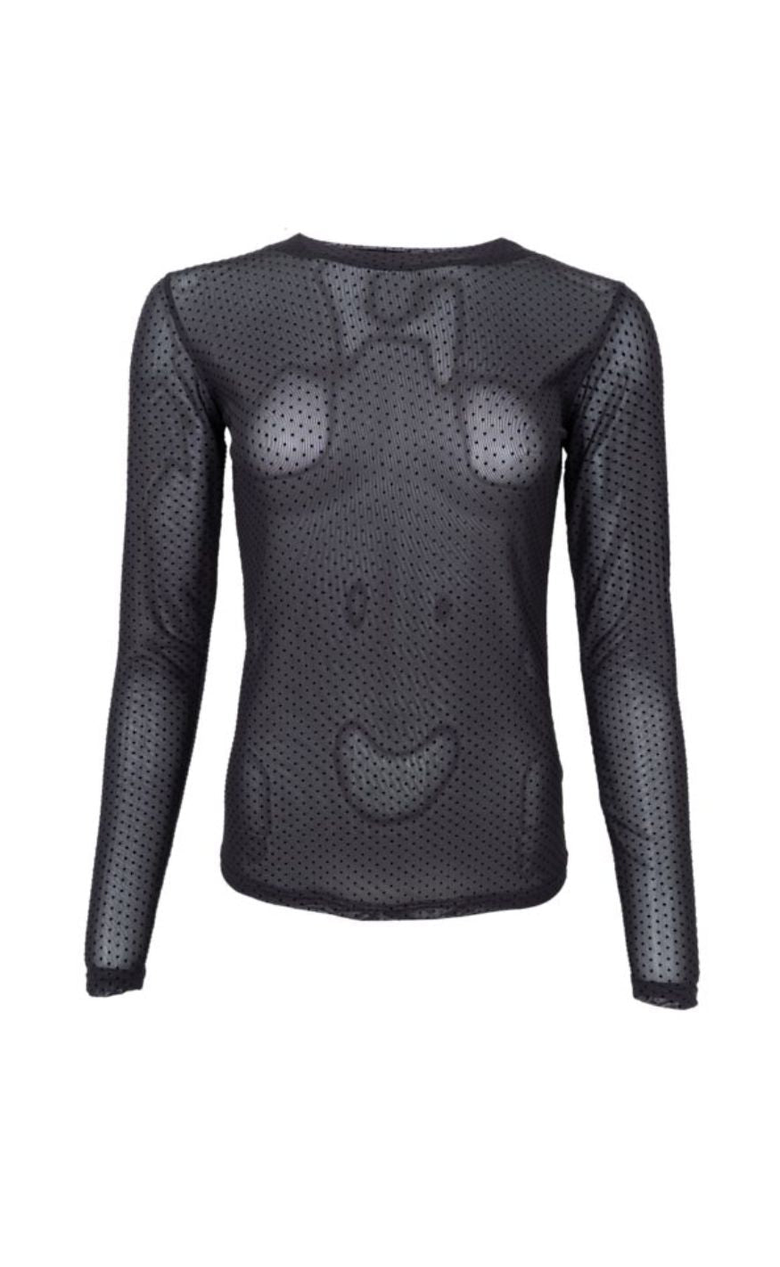 Black Colour Bluse - Jessie - Black Dotted