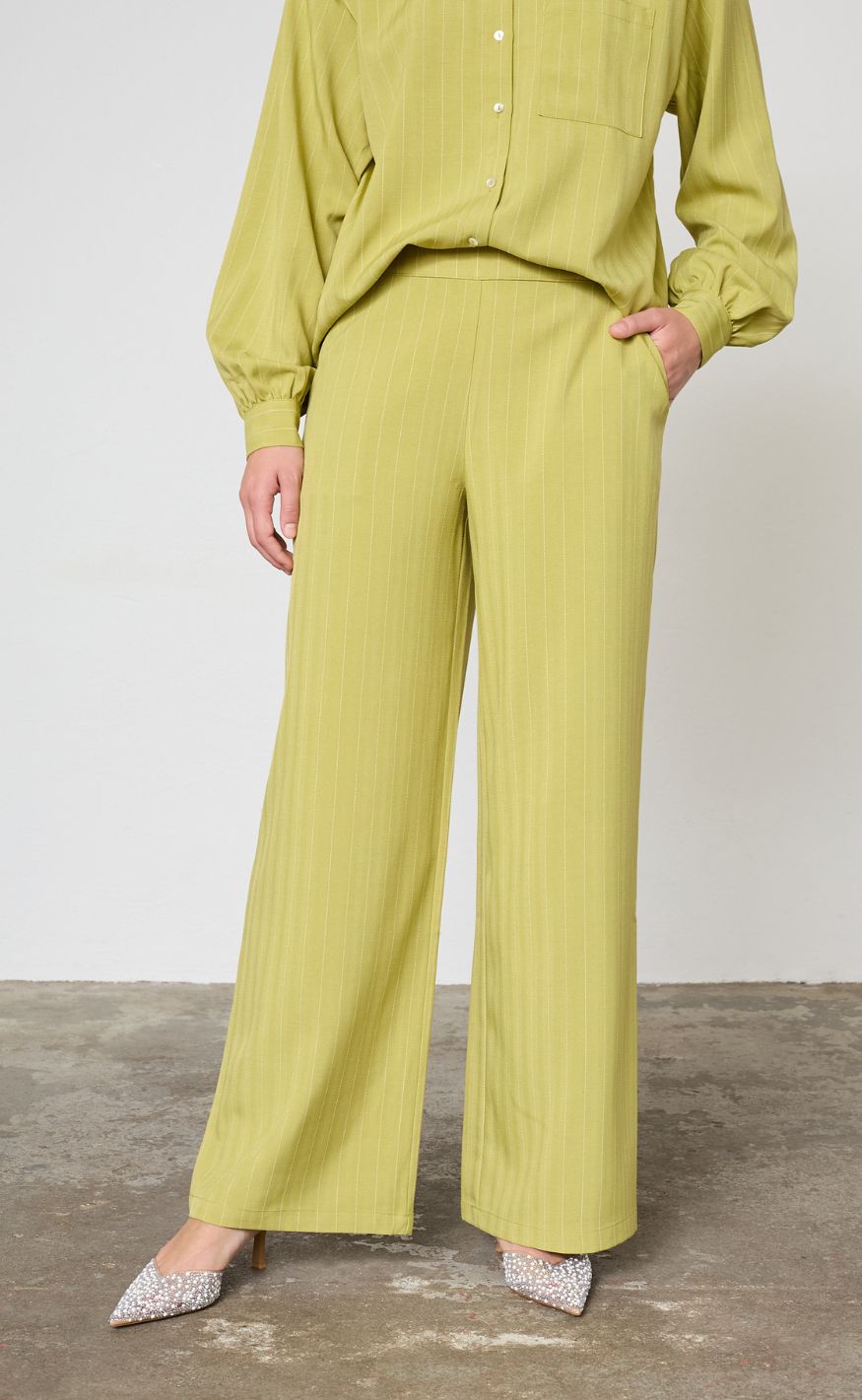 Sisters Point Bukser - VERINA-PA6 - Lime Pinstripe