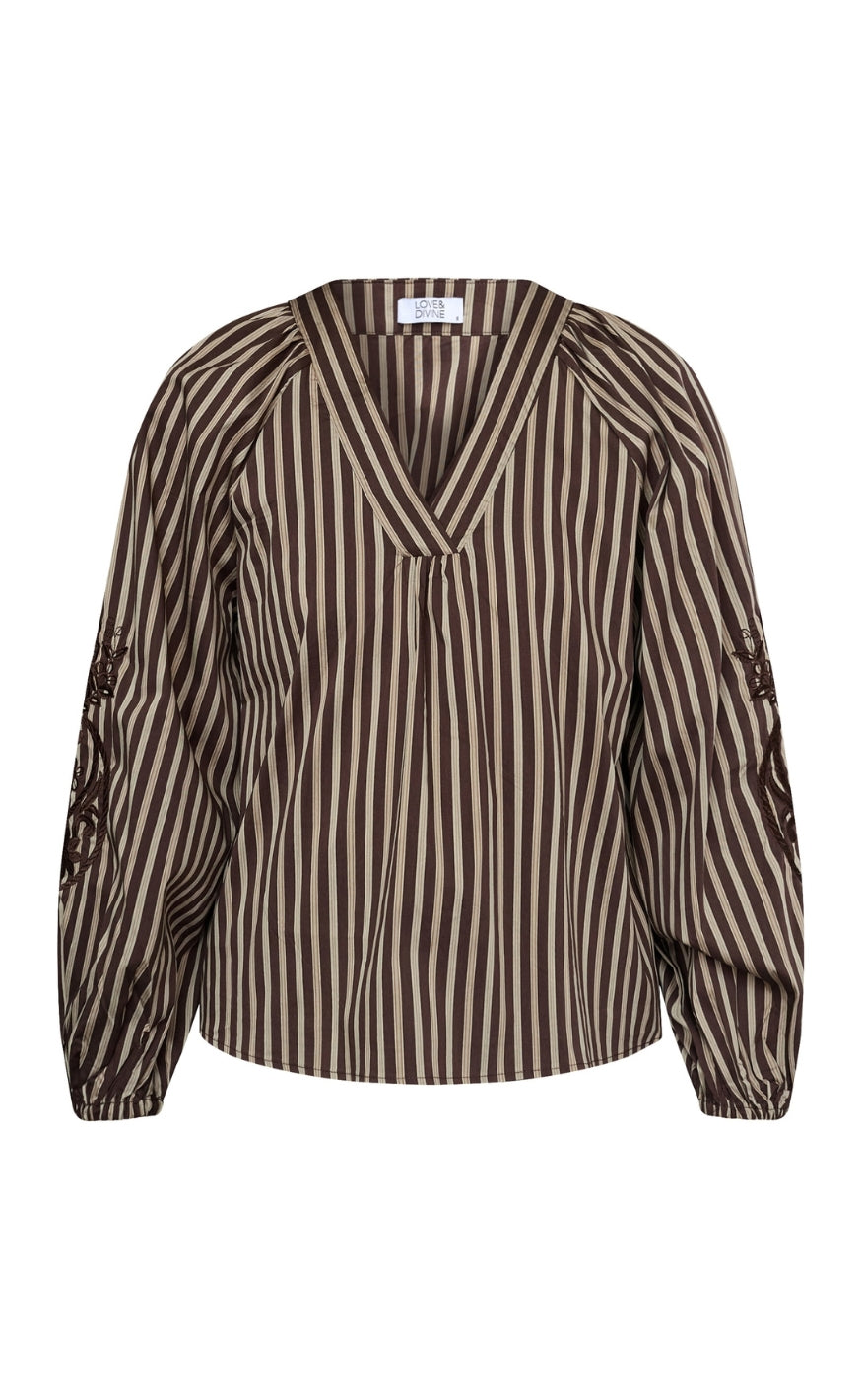 Love & Divine Bluse - Love1529-3 - Brown Stripes