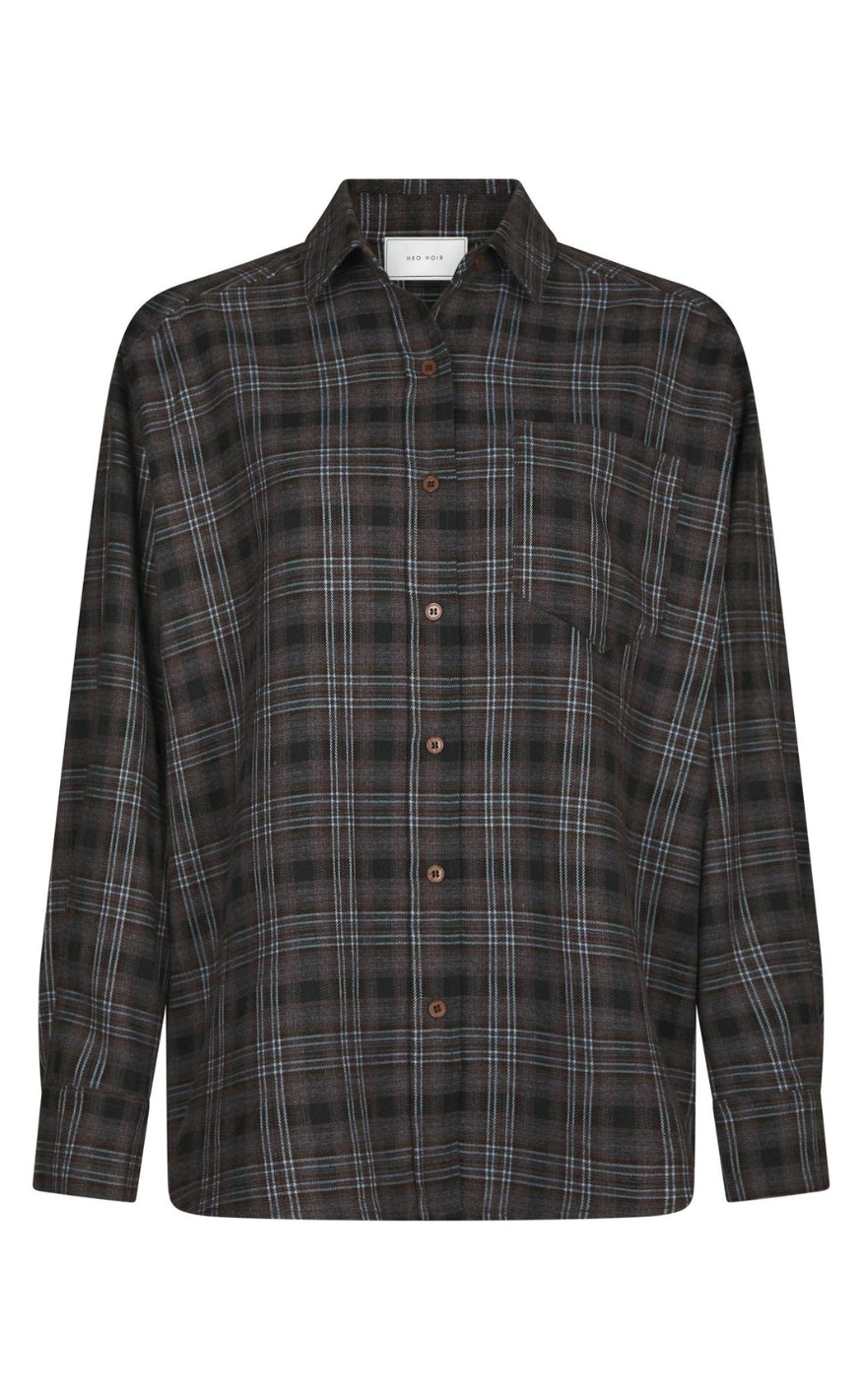 Neo Noir Skjorte - Dalma Flannel Check - Warm Grey