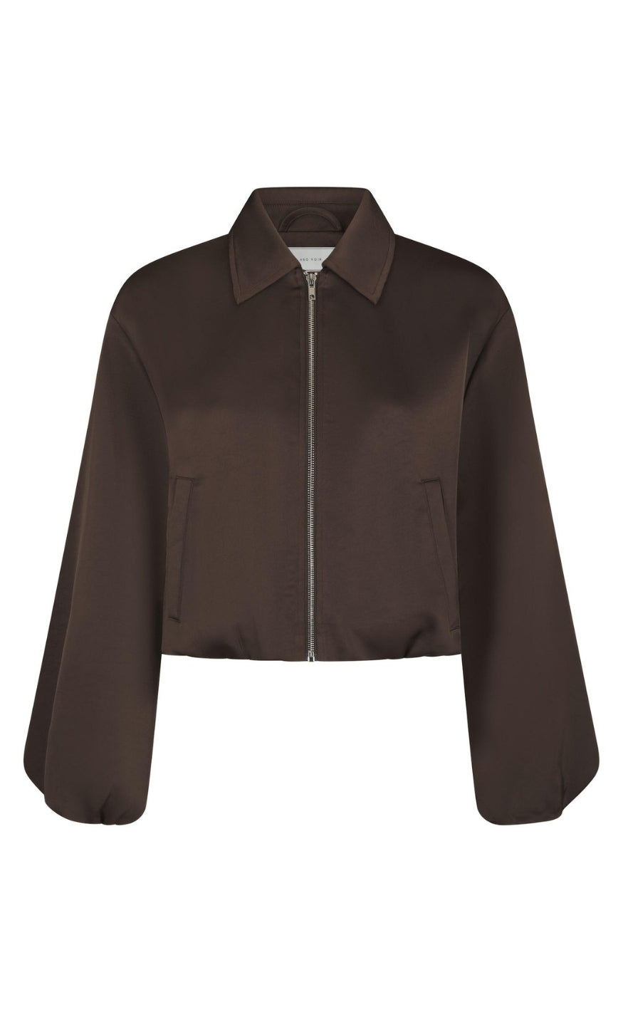 Neo Noir Jakke - Denielle Heavy Sateen - Dark Brown