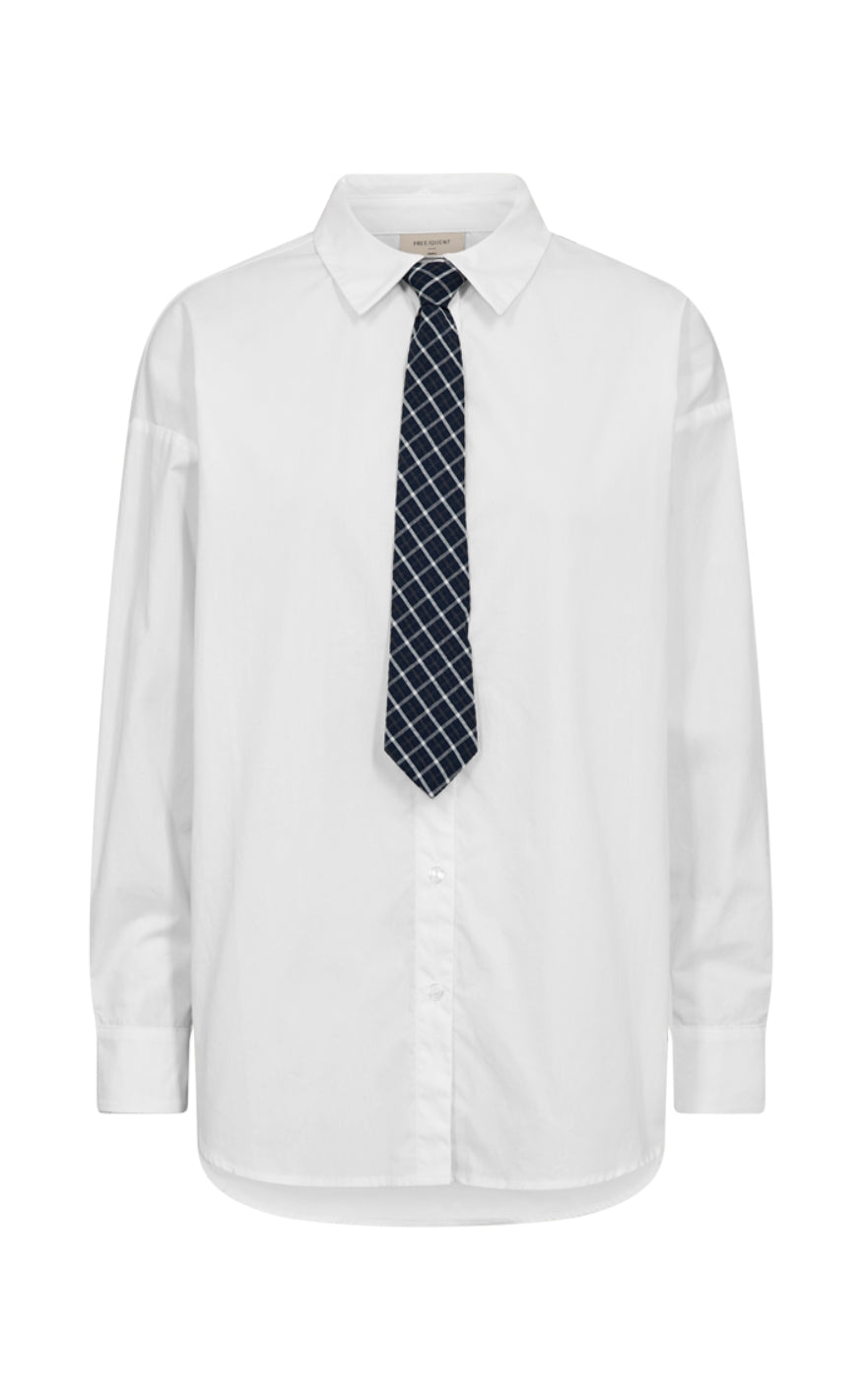 Freequent Skjorte - Fiva - Star Off-white w. Navy Blazer